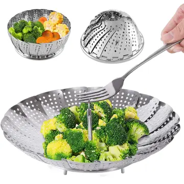 Multifunctional Stainless Steel Folding Food Steamer Basket Steam Dish Mesh  Vegetable Cooker Kitchen Tool for Dumpling Eggs - AliExpress