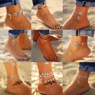 Bls miracle Design Fashion Pendant Anklets For Women Now Vintage Silver Color Multi style Beads Anklet Female Bohemian Jewelry