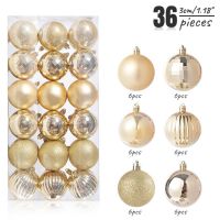 36Pcs Rose Gold Christmas Balls Ornament 3cm Xmas Tree Hanging Pendants Ball New Year 2023 Home Navidad Christmas Decoration