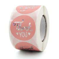 【CW】☒  100-500 pcs 1-1.5inch Pink Thank You Stickers Roll Envelope Wedding Jewelry Stationery Lable