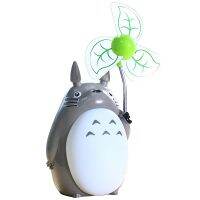 ตกแต่ง Kawaii Totoro พัดลมโคมไฟ USB ชาร์จ LED ไฟกลางคืนการ์ตูนอ่านโคมไฟตั้งโต๊ะห้องนอนข้างแสง kidsft