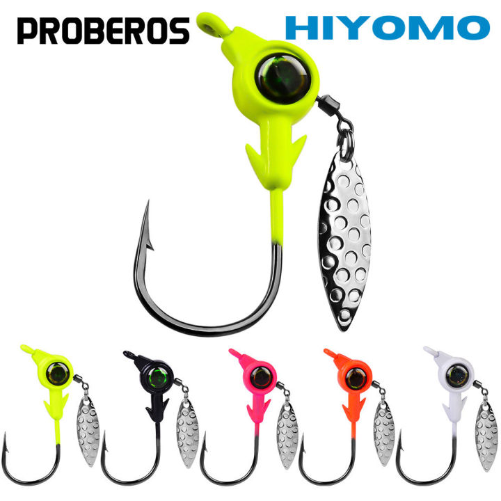 PROBEROS 5PCS/lot 3D Eyes Lead Jig Head Fishing Hooks for Soft