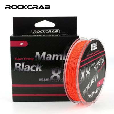 RockCrab 8X อุปกรณ์แมมบาสีดำซีรีส์150เมตร164หลา8เส้นม้วนเชือกประมงสายเบ็ดตกปลาแบบถักสายที่แข็งแรงมากเรียบ