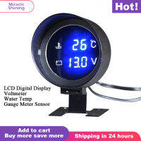 Bens Store DC 12V/24V รถที่วัดแรงดันไฟฟ้า LCD ดิจิตอลอุณหภูมิน้ำ Gauge Meter พร้อมเซนเซอร์10มม.