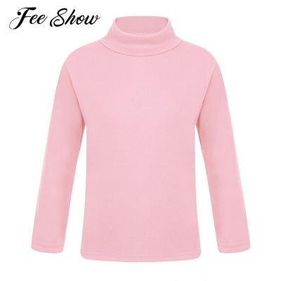 Fashion Kids Girls Boys Solid Color Mock Neck Warm Thermal Tops Sweaters Casual Long Sleeve T-shirt Base Shirts Outdoor Clothes
