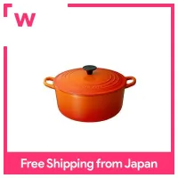 [หนังสือสูตรรวม] Le Creuset หล่อหม้อเคลือบหม้อสองมือหม้อไร้น้ำหม้อเหล็ก Cocotte Rondo 20เซนติเมตรสีส้มก๊าซ IH เตาอบเครื่องล้างจานปลอดภัย