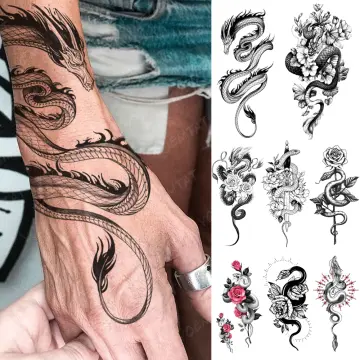 Dragon Waterproof Temporary Tattoo Sticker Animal Wrist Arm Male Fake  Tattoo Body Art Kid Tattoo Woman - Temporary Tattoos - AliExpress