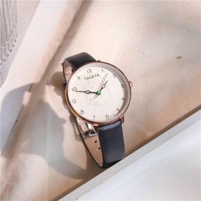 【Hot Sale】 New niche digital dial watch girls high-value Korean version simple middle and high school students pointer quartz