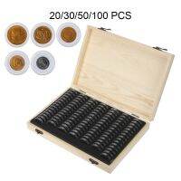 ◘✓◑ Coins Storage Box with Adjustment Pad Adjustable Antioxidative Wooden Commemorative Coin Collection Case 20/30/50/100PCS