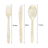 Plastic Silverware- Disposable  Glitter Plastic Cutlery- Plastic Flatware Includes75pcs-25 Forks, 25 Spoons, 25 Knives