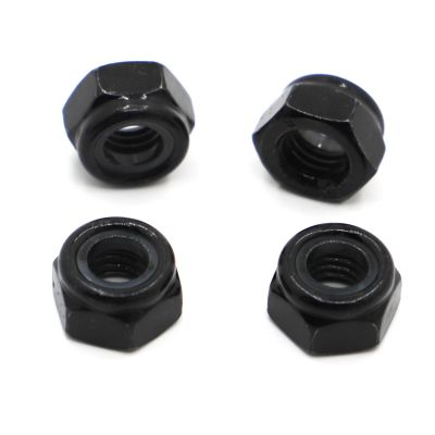 M2 M2.5 M3 M4 M5 M6 M8 M10 M12 M16 Black Carbon Steel Hex Nylon Insert Lock Nut Self-locking Nylock Nut Locknut