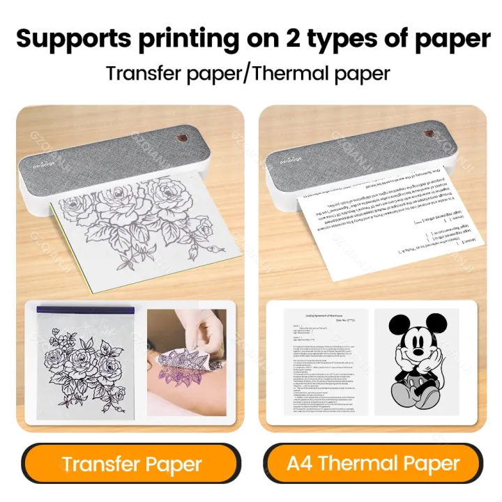 เครื่องพิมพ์เอกสาร-pdf-ด้วยกระดาษเครื่องเครื่องพิมพ์พกพาได้รอยสักแบบไร้สายระบบบลูทูธ-usb-a4เครื่องพิมพ์ความร้อน