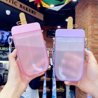 Cute Straw Cup Plastic Popsicle Water Bottle Outdoor Transparent Juice Drinking Kettle Creative Student Mug for Adult Children