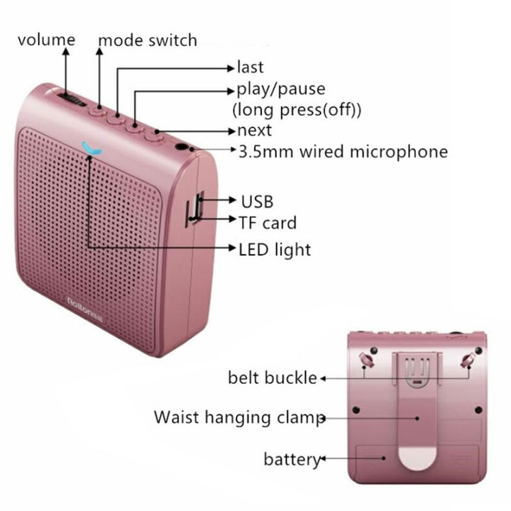 rolton-portable-microphone-loud-speaker-mini-voice-amplifier-with-usb-tf-card-fm-radio-for-teacher-tour-guide-promotion-k100