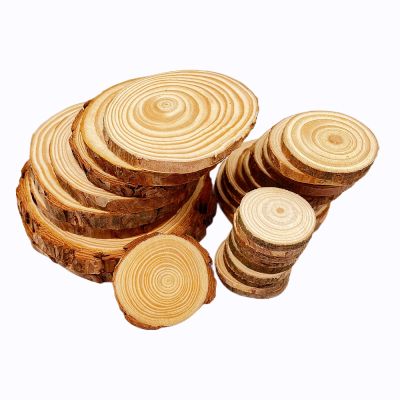 【CC】❏¤  3-12cm Thick 1 Pack Round Unfinished Wood Slices With Bark Log Discs Crafts Wedding Painting