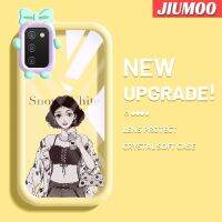 JIUMOO เคส M02s A03s A02s ปลอกสำหรับ Samsung ทันสมัยสำหรับเด็กผู้หญิงสีสันสดใสน่ารักมอนสเตอร์ตัวเล็กเลนส์กล้องถ่ายรูปแบบนิ่มกันกระแทกแบบใสเคสมือถือป้องกันซิลิโคนเรียบง่ายปลอกความคิดสร้างสรรค์โปร่งใส