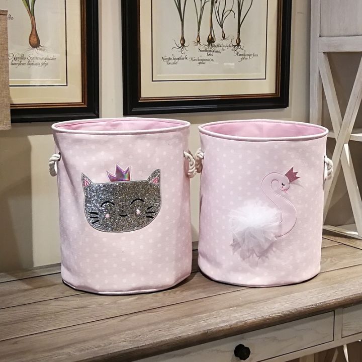 dirty-laundry-basket-pink-swan-organizer-basket-drawstring-storage-baskets-for-toys-books-d35xh40cm