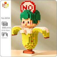 PN 6034 Fruit World Cartoon Banana Peel Green Stand Pet Doll Model Mini Diamond Blocks Bricks Building Toy for Children no Box