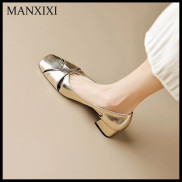 MANXIXI Fashion Women Low Heels 1.18 Inches Loafers Beautiful Mules