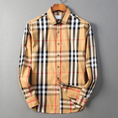 burberry เสื้อเชิ้ตสําหรับผู้ชายผ้าฝ้ายแขนยาวทรงสลิม 9113