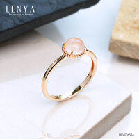 Lenya Jewelry  แหวนโรสควอตซ์ (Rose Quartz ) ตัวเรือนเงินแท้ชุบพิ้งโกล์ด ดีไซน์เรียบเก๋สะดุดตา เสริมเสน่ห์โดดเด่นในเรื่องความรัก