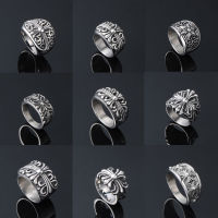 Jewelry Punk Hip Hop Style Titanium Steel Cross Ring Chrome Cool Hearts Rings in US Size 6-10