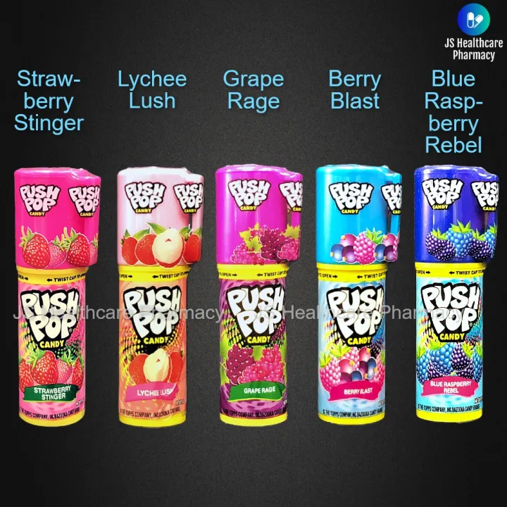 Push Pop Candy Assorted Flavours 14g (Strawberry Lychee Grape Berry