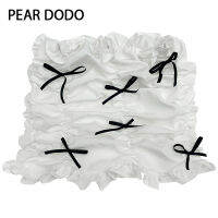 PEAR DODO เสื้อยืดเสื้อจับจีบเกาหลีบางพิมพ์ลายสำหรับผู้หญิง