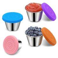 1pc Steel Dressing Container Reusable Sauce Cups Seasoning Box Salad Condiment Containers With Lids Kitchen Tools