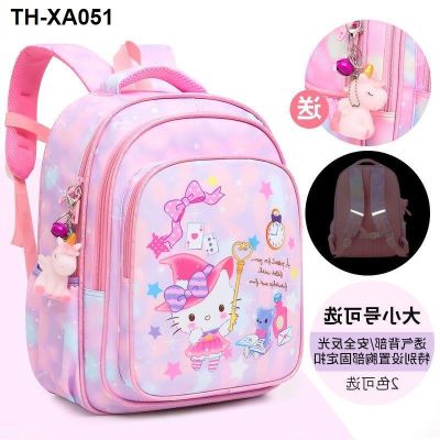 Schoolbag female primary school students 123456 grade children light weight reduction ridge protection middle girls backpack
