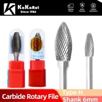 KaKarot 6mm Shank H Type HX1025M06 ทังสเตนคาร์ไบด์ไฟล์โรตารี่ Burr Drill Bits CNC แกะสลักเครื่องมือโรตารี่ตัด Lime Core