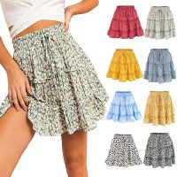 {Summer skirt} ฤดูร้อนผู้หญิงกระโปรง39; S ผิวย่นเอวสูงกระโปรงพิมพ์ลายดอกไม้ชายหาดเส้นหนึ่งชุดเดรสเซ็กซี่ผู้หญิงน่ารัก Boho หวานจีบ