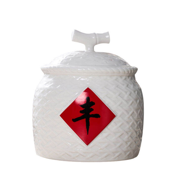 SG Seller 4kg Ceramic Rice Pot/Multipurpose Container/Jar/Porcelain Rice Container Lazada