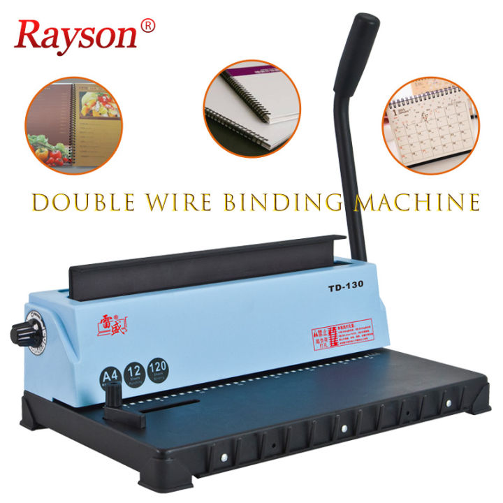 rayson-td-130-a4-wire-book-binding-machine-34-หลุม-3-1-pitch-max-punch-12-ผูก-120-แผ่นแบบพกพาสําหรับสํานักงานธุรกิจโรงเรียนกระดาษ-punch-binder