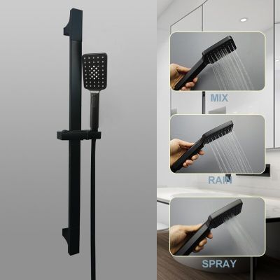 Sliding Bar Hand Shower with 3 Functions Spray Rain Shower Head Matt Black Adjustable Stainless Steel Slide Bar Bathroom Fixture  by Hs2023