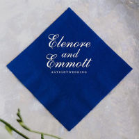 Personalized Wedding Paper Napkins Custom Bride &amp; Groom Name Beverage Paper Serviette Bridal shower Navy Blue Napkins - 50Pcs