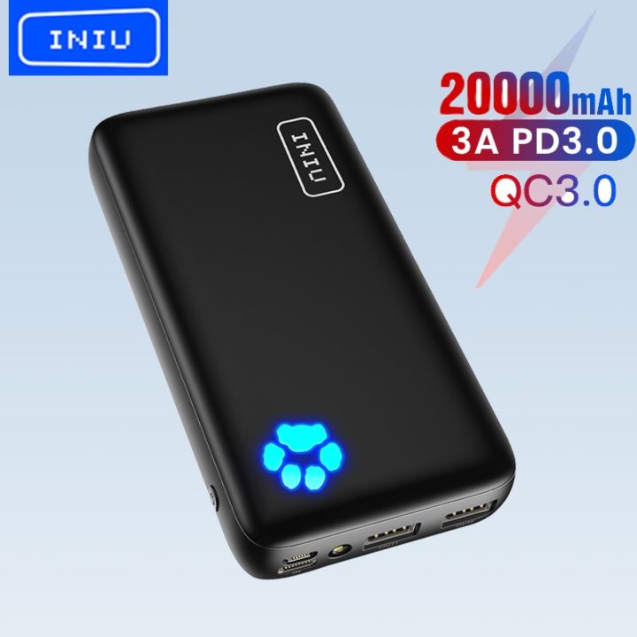 INIU Power Bank 20000mAh PD QC 18W Fast Charging Portable Charger 3-Output  Battery Pack For iPhone Samsung Google LG iPad Tablet 