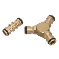 Brass 16mm Joint Straight Three Way Quick Connector Plumbing Pipe Fittings Faucet Water Gun Car Wash Quick Coupling Adapters