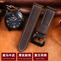 【CHUYANG SHOP】  หนังแท้สำหรับ Panerai Pam111 441 SEIKO TISSOT นาฬิกาสร้อยข้อมือผู้ชาย39; S หนังม้าบ้าสายนาฬิกาอุปกรณ์เสริม24 26มม.