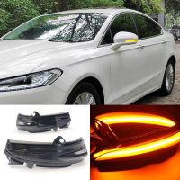 ไฟกระพริบรถยนต์2ชิ้นสำหรับ Ford Mondeo MK5 2014-2019 MK V 5 LED ปีกข้างไฟเลี้ยวกระจกมองหลังสัญญาณไฟแบบไดนามิก