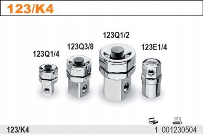 BETA 001230504 - 123/K4 - Kit with 4 adapters for ratchet wrenches อแดปเตอร์ (ผลิตจากประเทศอิตาลี) ITALY