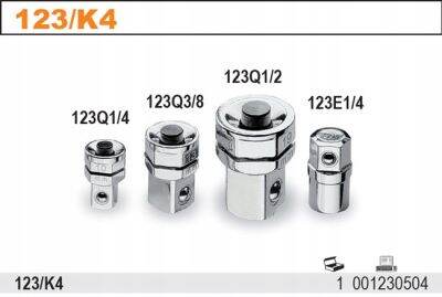 BETA 001230504 - 123/K4 - Kit with 4 adapters for ratchet wrenches อแดปเตอร์ (ผลิตจากประเทศอิตาลี) ITALY