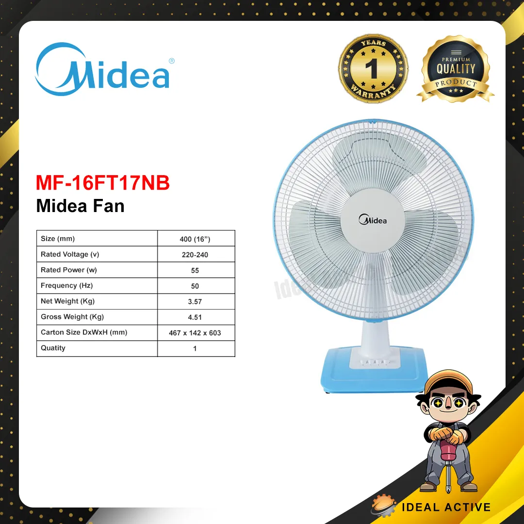 Midea Table Fan 16 55w Mf 16ft17nb Lazada