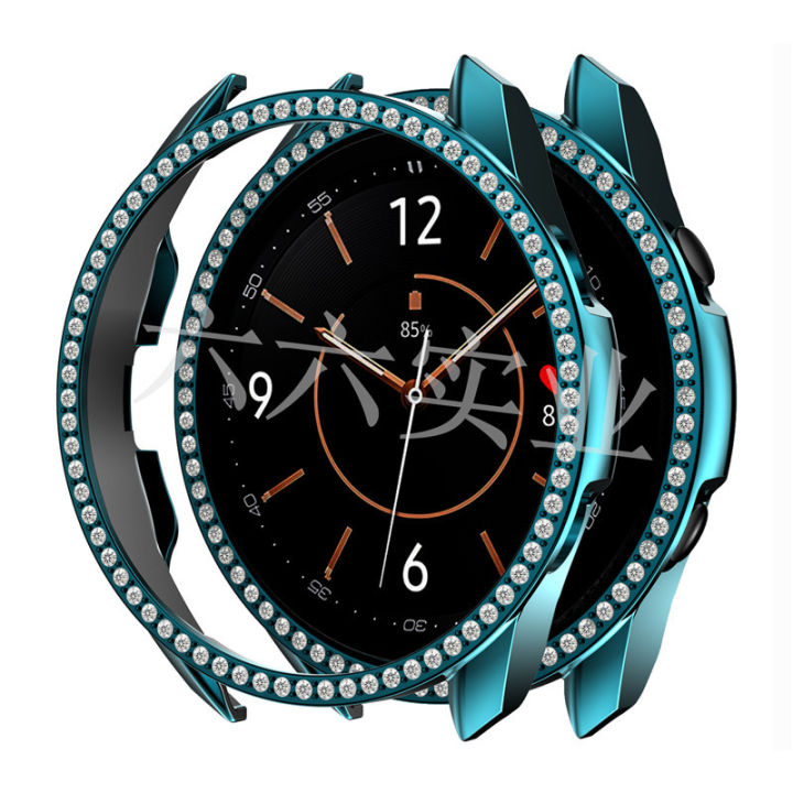 เหมาะสำหรับ-samsung-galaxy-watch-3-รุ่น-ตัวเรือนเพชรแถวเดียว-ชุบ-pc-เคสป้องกันเพชรเดี่ยวกลวงครึ่งแพ็ค