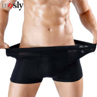 Innsly Mens Boxer Bamboo Fiber Elastic Big Size Male Youth Comfortable Sports Sweat-absorbent Breathable Striped Underwear