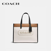 COACH กระเป๋าทรงสี่เหลี่ยมผู้หญิงรุ่น Field Tote 30 In Colorblock With Coach Badge สีขาว C0777 B4CAH