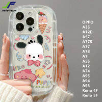 เคสโทรศัพท์สุนัขการ์ตูน JieFie สำหรับ OPPO A3S / A12E / A57 / A77S / A77 / A78 / A7 / A5S / A12 / A74 / A95/A94/รีโน่5F/A93/รีโน่4F น่ารักสวัสดีเคสป้องกันป้องกันป้องกันการกระแทกประเภทสบู่คิตตี้