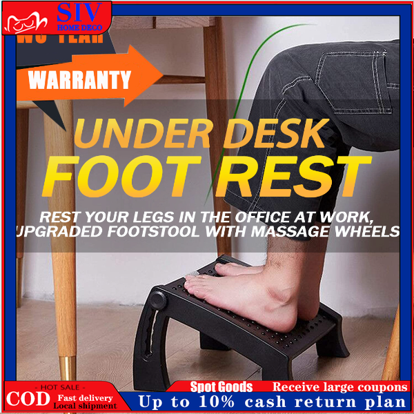 Adjustable Under Desk Footrest - Ergonomic Foot Rest with 3 Height Position