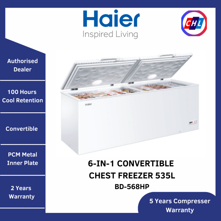 HAIER 6in1 Convertible Chest Freezer 535L BD568HPHAIER WARRANTY MALAYSIA Lazada