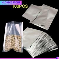 KLOMKZ 100PCS เงิน เกรดอาหาร สราญ แรป กระเป๋าเก็บของ เครื่องซีลสูญญากาศ ถุงซีลความร้อน ถุงอลูมิเนียมฟอยล์